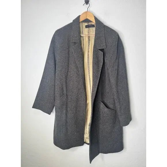 Peruvian Connection Womens Alpaca Wool Gray Button Long Lined Coat Pocket Sze 12 - Picture 1 of 13